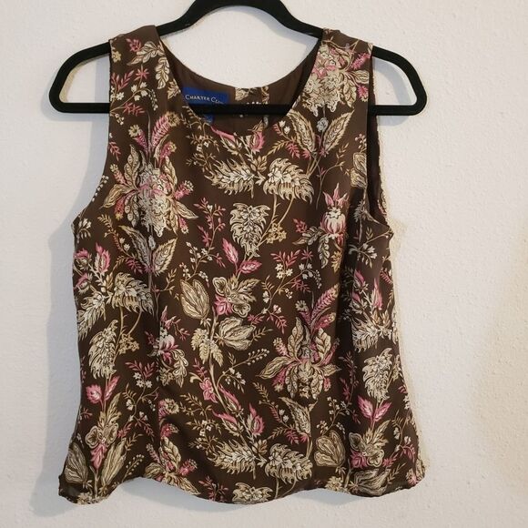 14 Charter Club sleeveless blouse button back - Picture 1 of 6